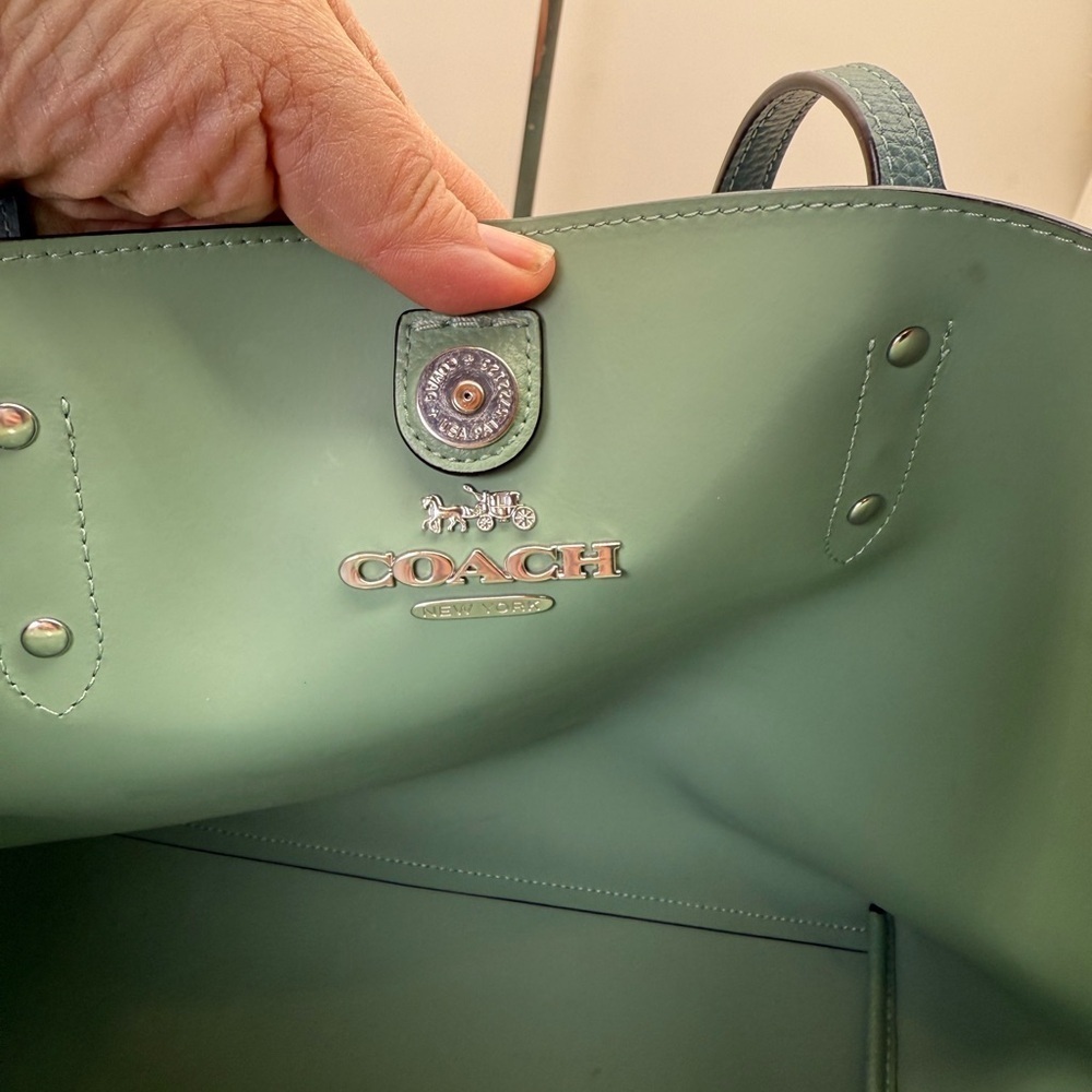 Coach City Zip Tote Handbag Dark Turquoise Leather Women's Bag 72673 - Picture 7 of 12